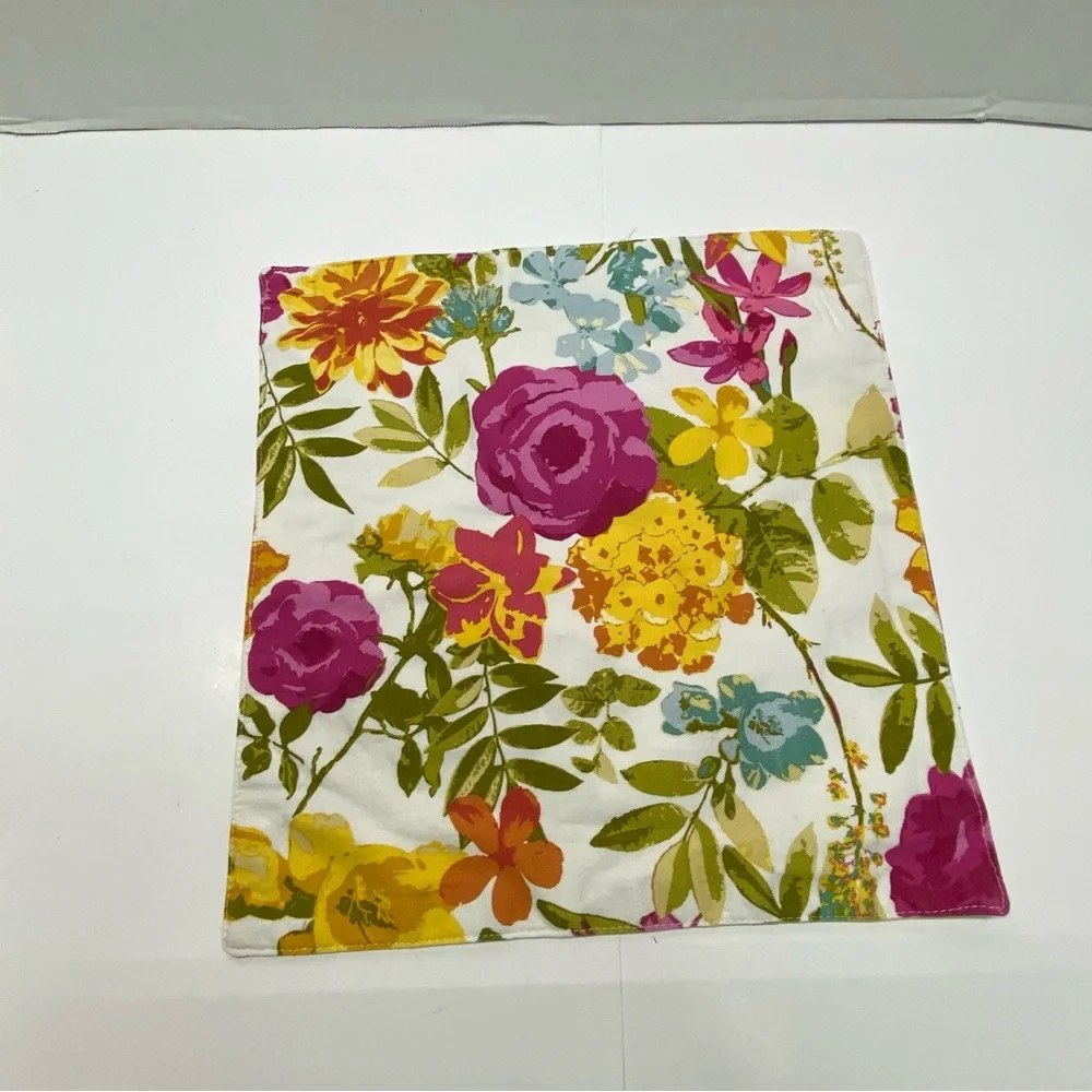 Envogue Placemats Set of 4 Floral Cotton 14X14 Double Sided Summer Multicolored